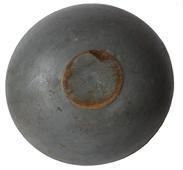 C451 19th century small original pewter gray painted Bowl, old natural patia on the inside and beautiful dry gray exterior