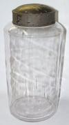 W206 19th Century Blown Glass Storage Jar with Tin Lid  9 1/2" tall