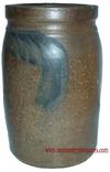 T3 Storage crock with cobalt decoration 8 1/2" tall