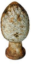 L484 Late 19th century Cast iron Pinecone / Artichoke / Pineapple shaped Garden Finial with remnants of original white painted surface. Circa 1880. Heavy. Approximate measurements: 5� bottom diameter x 12� tall.  
