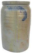 W285  Cobalt-Decorated Stoneware Jar, 1 1/2 gallon,  Stamped "P. HERRMANN," Baltimore, MD, circa 1865,  decorated front and back no cracks or chips 11" tall