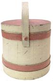 PM7 Firkin with old red and white paint  measures 9 3/4" tall x 10 1/4" diameter bottom x 9 1/2" top 