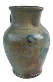 U114 Rare small size Stonware 1/2 gallon  Pitcher with flora decoration circa 1860  Baltimore  9" tall