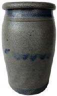 S176 Canning Jar accented with three blue accent stripes across the front. Pennsylvania 8 1/2" tall