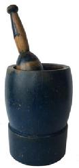 D215  19th Century Mortar and Pestle in Beautiful blue  Paint This a very solid  wood mortar and pestle dating from the mid 1800's.  The mortar is in great condition.