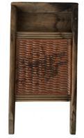 Y396 Late 19th century Redware and Pine Wash Board, American, ridged redware scrub panel in a pine frame 