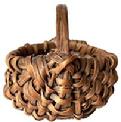 RM1335 Early 19th century Southern miniature hand woven rib and split oak gathering basket bearing wonderful natural patina.