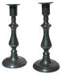 W112 Early19th century  matching pair of Pewter Candle Sticks  8" tall