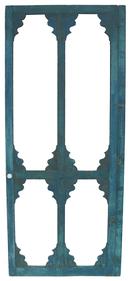 W381 Late 19th century Screen Door , with the original blue paint, mortised and pegged, with all the original hardware, from a  Victorian home in Pennsylvania measurements are: 92" tall x 39 1/4" wide x 1" thick