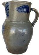 D153 Stoneware Pitcher with Cobalt Floral Decoration,Baltimore, MD, circa 1875