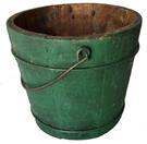 E240 19TH CENTURY MINIATURE GREEN PAINTED WOODEN BUCKET IN GOOD CONDITION.THE BUCKET IS MADE OF PINE HAS ITS ORIGINAL BAIL HANDLE