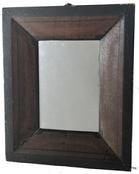 D498 Early 19th century decorated frame with mirror from Vermont. Circa 1830. Dark mustard decorated with black.