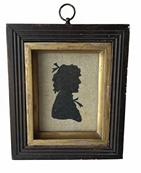  J135 This is a wonderful little all original period portrait 19th century, circa 1820. The silhouette features a Girl sitter in profile view. The silhouette is housed behind old glass in its original stained wood frame complete with its original wood backing  Measurements: 5 3/4" wide x 6 1/2" tall x 1" deep Visit