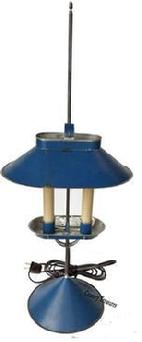 **SOLD** D528 Jeremy Martin tin student lamp adjustable lamp ,with two electrified candles and signed �JM� on base, 