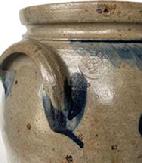 F42 3 Gallon Stoneware Crock made and stamped by "P. Herrmann." This is the stamp of Peter Herrmann who made pottery in Baltimore Maryland from 1850-1872. Cylindrical jar with tooled shoulder handles