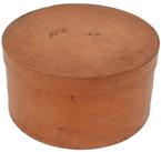 W305 19th century original persimmon painted Pantry Box, wonderful dry surface, excellent condition, 10" diameter x 5" tall