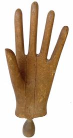 **SOLD** G718 Late 19th century  stunning   antique wooden glove lasts come in the form of  a hands, date from c1890 and has a wonderful patina.This wooden hand stretche is in 3 parts which slide together, and has a built in stands Measurements: Handle is 2 3/8� long. Hand portion is 4� wide x 2� deep at thumb x  9� long. Overall length is 11 3/8�.