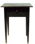 Early 19th century  Hunt Table, found in North Carolina with  early black paint over the original Windsor green, the drawer is dovetailed ,on tall square tapered legs, pegged mortise and tenon joints , two board top, Southern heart pine wood, all original circa 1800--1820  it stand 32 1/2" tall l 20" deep x 24 1/2" wide 