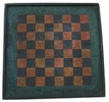 X10 19th Century original blue and red and  black painted Game Board, with an applied molding held in place with small square head nails, Wonderful untouched surface , nice frame molding with 1 1/2? thick board, from a collection in Pennsylvania 13? x 13 1/4?