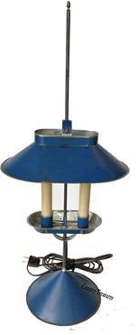 **SOLD** D528 Jeremy Martin tin student lamp  adjustable lamp ,with two electrified candles and signed JM on base,  10x 6 ¾x 23 ¾