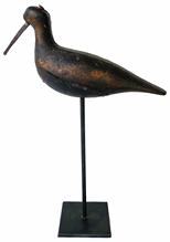 G777 Early  full body hand carved  Shore Bird, retains most of it�s  original  paint, rose head nail  for the beak. Show sign of heavy use with shot marks through out the body  Found on the Eastern Shore of Maryland, This is a great piece of Americana folk art carver unknow  . Approximate measurements: 9" tall x 8 3/4" long x 2" wide (body)