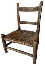 F87 Early 19th century North Carolina Child's ladder back Chair, in the original black paint, note the original split ash seat