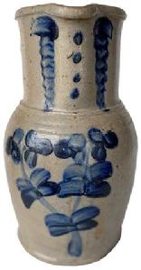 F458 Peter Hermann One-Gallon Stoneware Pitcher with Cobalt Clover Decoration, Baltimore City and County, MD.