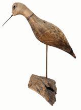 *SOLD* RM1227 Eastern Shore Virginia derelict shorebird, unusual two piece weathered wooden construction with a nail for a bill.
