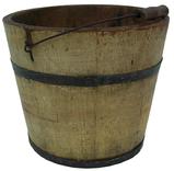 X13 19th Century Wooden Bucket with original mustard paint, with a wire bail 