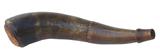 Q141 Mid Atlantic hand carved Powder Horn with a water fowl motif, the horn was named to John Cook with flying Geese and a percussion Musket carved in to the Powder Horn circa 1840 12 1/2" long