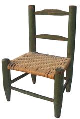 X30 19th century  Doll Chair from Virginia, original splint ash seat all hand made with original green paint,  13" tall x 7" deep x 8 1/2" wide