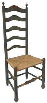 E141 18th cetury Delaware Valley Ladder back side chair 5 arched slats, c. 1775-1790