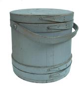 R94 Original grey painted New England firkin,uncleaned surface, copper tacks