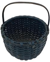 W304 Painted Woven Splint Gathering Basket, America, late 19th century,  carved upright handle,