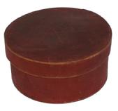 V391 19th century large Pantry Box, with the original dry red paint, heavy construction 12 1/2" diameter x6" tall