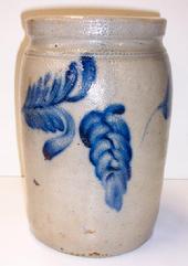 Storage Crock with great colbalt blue decoration all around the crock 10 1/2" tall