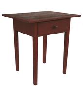 U700 Early 19th century, Lebanon Co. (town of Campbelltown) Pennsylvania Hepplewhite one drawer stand, with the original dry bittersweet red painted surface. Dovetailed drawer , with the original mushroom shaped knob circa 1820