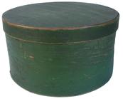 X75 19th century original green painted Pantry Box, wonderful dry surface, excellent condition, top of lid stamped: "S. Pace." 