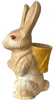 G149 Vintage paper mache rabbit candy containers Paper Mache Rabbit Candy Container Easter FN Burt Co Buffalo NY dated 1929