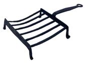 J171 18th century Iron trivet / griddle. Six, slightly curved hand forged iron strips are mortised through the ends to create the cooking area. Curlicue detail on each of the feet. Measurements: 13 5/8� long x 8 1/8� wide x 2 ½� tall