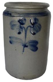C164 Stoneware Jar with Cobalt Clover Decoration, Baltimore, MD, circa 1875, 