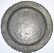 U165 Early 19th century Large Pewter Charger with marking A.G. on the back   18"