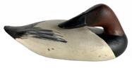 J260 Half-sized Canvasback Drake Decoy in the sleeper pose. Original painted surface. Unsigned. No evidence of ever having a weight/rigging on bottom. Great condition. Approximately 8 ½� long x 3 ½� wide x 3 ½� tall