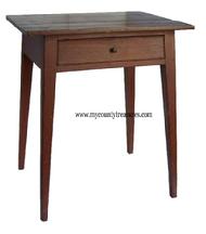 Q237 Pennsylvania  red painted Hepplewhite splay leg stand with a splayed dovetailed drawer, the wood is white pine, pegged construction circa 1820 Measurements are 20" deep x 25" wide x 29" tall