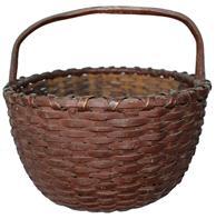 P186 Virginia gathering Basket with the original dark red painted, single wrapped rim, steamed and bent handle 