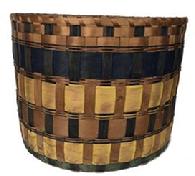 **SOLD** E558 Native American Indian Penobscot band basket, ca. 1860 This form of basket is referred to as a "band" basket from the brightly colored splints used in the piece. Cadmium yellow, Prussian blue and indigo were swabbed onto the exterior surface of the splints only