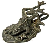 M1157 Cast Iron letter clip / paper clip depicting a Frog on Lilypad. Original surface with great patina. Circa 1880s-1900. Measurements: 5 3/8� long x 2 5/8� wide x ~1 3/8� tall.