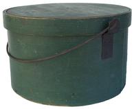 X 76 Late 19th century original Green Painted Covered Band Box