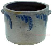 S311 Brush decorated unmarked butter or cake crock, Baltimore   Measurements are: 9" diameter x 7 1/2" tall 