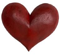 **SOLD** RM1629 Wooden hand carved heart mold retaining old red painted surface. This type of mold was used as a pattern to make Paper Mache Christmas, Easter and Halloween items that are now collector's items. Approximate measurements: 13" wide x ~2 thick x 11 ¼ tall.